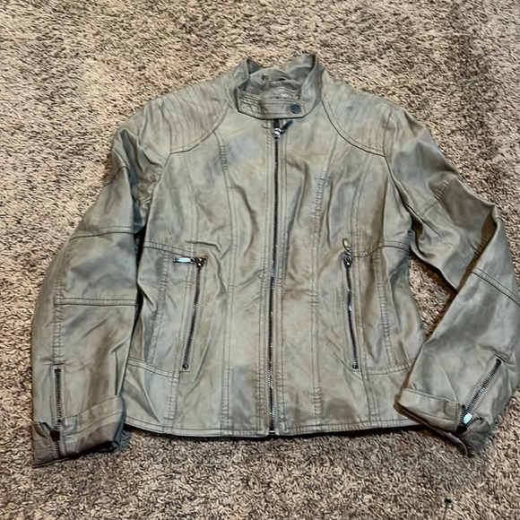 Gray faux leather jacket - Picture 1 of 2